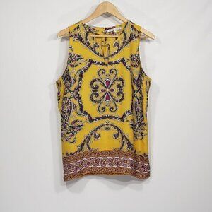 Violet & Claire  Yellow Paisley  Sleeveless Blouse  Women's Size L